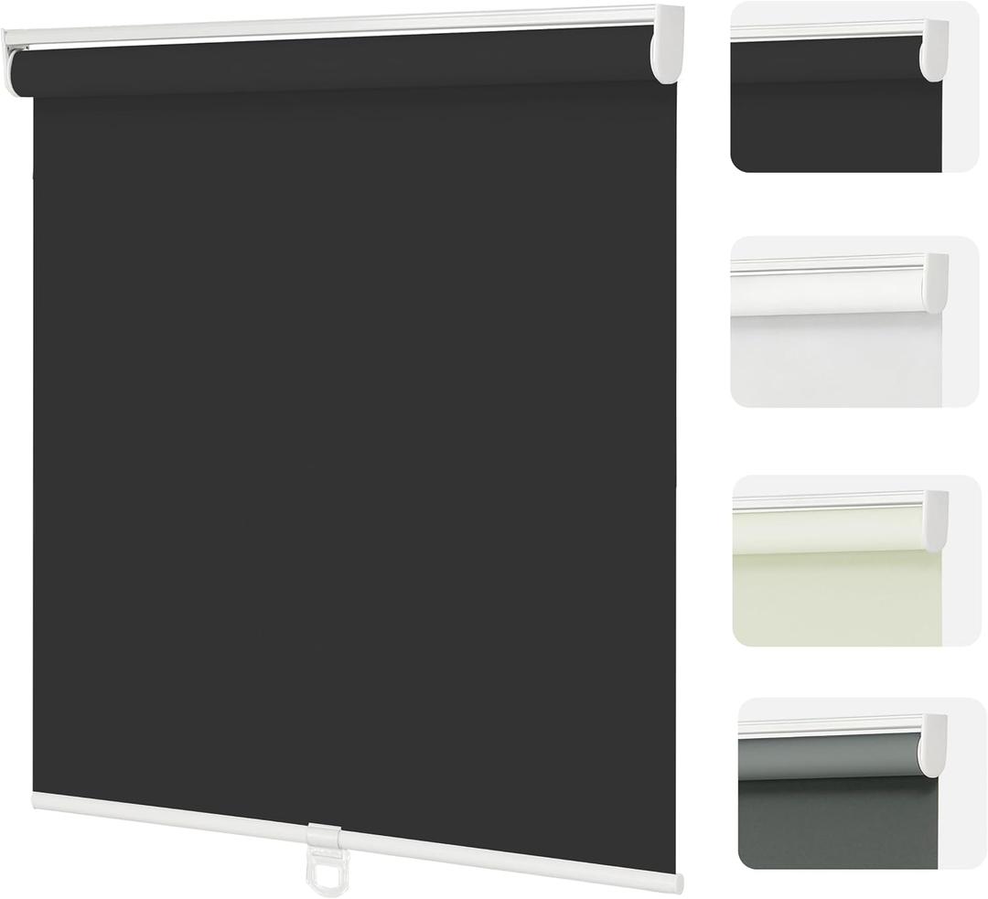 Changshade Blackout Roller Shades Cordless for Windows,100% Room Darkening Window Blinds for Bedroom,Thermal Insulated UV Protection,Easy Install Pull Down Shades for Home,52" w x 72" h,Black