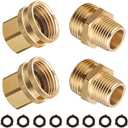 JOEJET Garden Hose Adapter, 3/4 Inch GHT to 1/2 Inch NPT, Brass Quick Connect Garden Hose Fittings, 2 Pack