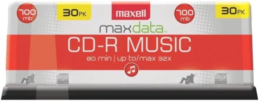Maxell  625335, Premium Quality Noise free Surface Playback Recordable CDs 700Mb Storage  32x, Write Speed 80 minutes - Blank CDs, CD Storage & Reusable Spindle Case Holder  30 Pack