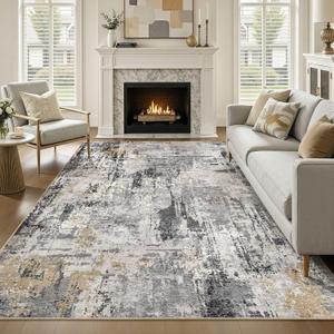 7x10 Area Rug Washable Large Neutral Modern Living Room Rugs