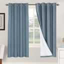 H.VERSAILTEX Linen Blackout Curtains 72 Inches Long 100% Blackout Thermal Insulated Textured Linen Look Curtain Draperies Anti-Rust Grommet, Energy Saving with White Liner, 2 Panels, Stone Blue