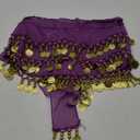 Lauthen.S 128 Coins Belly Dance Hip Scarf Tribal Belt Halloween Genie Costume Accessory (Purple)