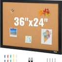 VEVOR 24 x 36 Cork Board, Large Bulletin Board with Black MDF Frame, Wall Mounted Pin Board for Office, School and Home Decor, Hanging Message Board for Pictures and Notes, 10 Push Pins Included