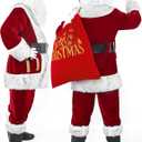 LETIME Santa Claus Costume for Men Adults 11 Pieces Professional Santa Suit for Xmas Deluxe Outfit Cosplay Party Holiday XL