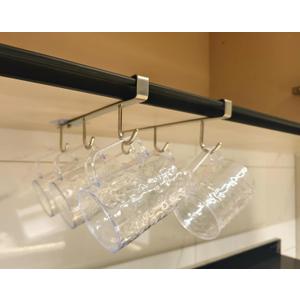 Mug Hooks Under Cabinet , 304 Stainless Steel Cup Hooks for Hanging Under Shelf, Mug Organizer Rack with 6 Hooks for Displaying Mugs, Coffee Cups and Kitchen Utensils,Fit for 0.8" or Less thickness (2 Pieces)