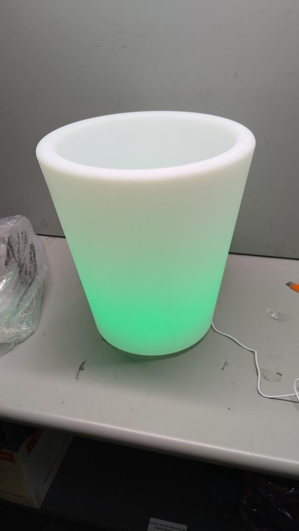 16-in Round LED Flower Pot Outdoor, Large Rechargeable LED Planter Light w/Remote, Dimmable RGB Color Changing Illuminated Planter, Modern Waterproof Light Up Plant Pot for Home Balcony Porch Yard