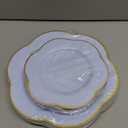 Liacere 50PCS Blue Plastic Plates - Heavy Duty Ice Blue Disposable Plates - Blue and Gold Plastic Plates Include 25PCS Blue Dinner Plates, 25PCS Blue Dessert Plates for Easter Day