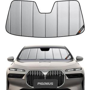 Pigenius Custom Fit Windshield Sunshade for BMW 7 Series Sedan & i7 2023-2026, Fits 740i 750i i7 M70 M760e, Premium Grey Leather Finish