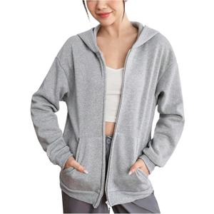 SHENHE Girl's Zip Up Oversized Sweatshirts Casual Fall Hoodie with Pocket (Grey) 16 Years