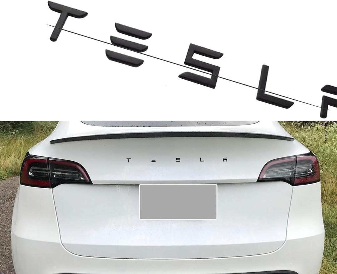 YHCDSEA for Tesla Model 3/Y Tailgate Insert Letters Emblems ABS Material Compatible with Model 3 Y S X Series Accessories (Matte Black)