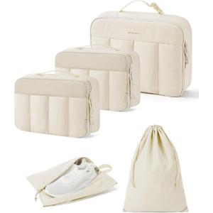 BAGSMART Compression Packing Cubes for Travel, 6 Set/5 Set/4 Set, Compression Suitcase Organizer Bags Set for Suitcases Travel Essentials, Lightweight Packing Organizers (03-White Opal)