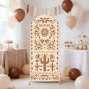 6ft Beige Yellow Mexican Fiesta Arch Cover Baby Shower Backdrop,2-Sided Round Top Chiara Backdrop Arch Covers for Mexican Wedding Birthday Bridal Shower Party Decoration, 2.6x6ft