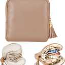 2 x 1 Pcs Small Travel Jewelry Case Bridesmaid Gift for Bachelorette Wedding Day, Mini Jewelry Pouch Organizer Bag with Zipper, Portable Waterproof Velvet Jewelries Bag for Rings, Necklaces (Brown)