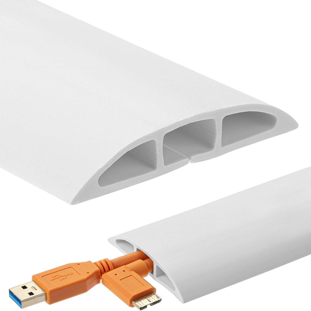 Bates- Floor Cord Cover, 6ft Cable Cover, White, Extension Cord Cover Floor, Cord Protector, Floor Cable Cover, Cord Hider Floor, Cable Cover Floor, Cable Floor Cover, Cable Covers for Cords