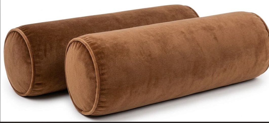 2pcs Pacific Coast Indoor/Outdoor Neckroll Bolster Pillows, Coffee