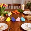 DAZONGE Easter Decor Peep Chick Figurines, Set of 4 Colorful Easter Decorations for Home, Spring Chick Figurines for Tiered Tray, Mantel & Shelf Decor - Perfect Basket Stuffers