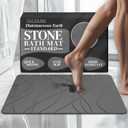 DECOLURE Stone Bath Mat, Quick Dry & Non-Slip Diatomaceous Earth Shower Mat for Bathroom, Luxurious & Easy to Clean Diatomite Stone Mat for Bathroom, Kitchen, High Density (Standard, Grey) (24" x 15" (Rectangular))