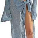LANNEW Women's Swimsuits Cover Ups Set for Crochet Bathing Suit Hollow Out 2 Piece Bikini Coverup Beach Swimwear Size XL