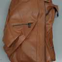 Springrain Women's Faux Leather Jacket Moto Biker Coat with Detachable Hood Motorcycle Jacket (XX-Large, Brown)