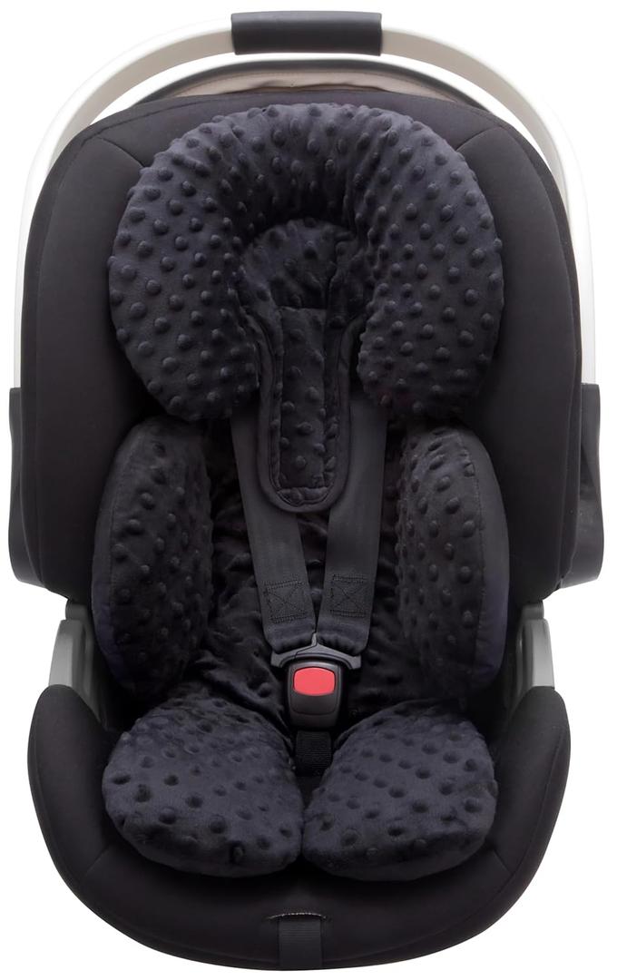 Pro Goleem Infant Car Seat Insert, Baby Head Neck Body Support, Soft Minky Newborn Car Seat Insert, 2-in-1 Reversible, Boys and Girls, Black
