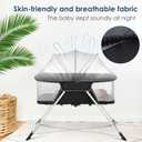 FENGZIZH Portable Baby Bassinet - Foldable Bedside Bassinet, Lightweight Playpen with Mosquito Net, 42.5 x 40.2 x 20.8 inches, Black