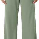 Gracyoga Wide Leg Pants for Women Stretchy Pull On Work Pants High Waisted Business Casual Trousers Slacks with Pockets (Green, XXL)