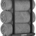 simpletome Towel Racks for Bathroom Storage Shower Organizer 31 inch Wall Mounted with Shelves Can Holds 6 Large Towels Thickened Carbon Steel (Matte Black)