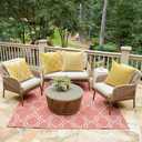 OTOSTAR Set of 4 Waterproof Throw Pillow Covers 18x18 Inch Farmhouse Geometric Square Pillow Cases for Couch Patio Furniture Balcony Garden Outdoor DecorationGeometry40-Yellow