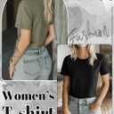 Huukeay 3 Pack Women's Cotton T Shirts Casual Short Sleeve Tunic Tops Crewneck Summer Loose Fit Plain Basic Tee