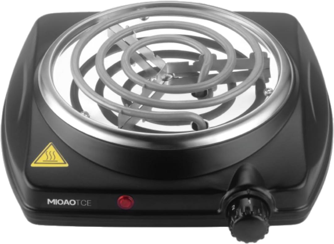 Single Burner Hot Plate Electric, 1000 Watts Electric Burner with 5.5" Coiled Element, Adjustable Temperature, for Dorm, Office, Home, Camp, Compatible for All Cookwares