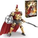 Greek Gods Red Armor Knight Toy Set, Mini Roman Soldier Building Blocks Kits, Acropolis Colosseum Knight Collections, Gifts for Mythology Lovers, 878 Pcs, for Adult