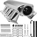 92mm Intake Manifold with Fuel Rails & Hardware Kit, Compatible with Chevy GM LS LS1 LS2 LS6 Engines 4.8L 5.3L 5.7L 6.0L High Flow Aluminum Sheet Metal (Silver)