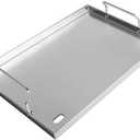 Stainless Steel Grill Plate Griddle 17"x13" Universal Griddle Pan for Gas Grill Charcoal Electric Grills Gas Stove Flat Top Outdoor BBQ Cooking Accessory with Removable Handles