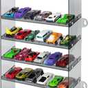 KISLANE Acrylic Display Case for Toy Cars & Matchbox Cars, 6 Tiers Matchbox Cars Display Case, Sturdy Assembly Storage Case Display of 48 Toy Cars Matchbox Cars (6- Tiers Gray)