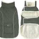 Malier Dog Winter Coat, Windproof Dog Cold Weather Coats with Real Pocket, Winter Extra Warm Pet Coat Fleece Jacket Reflective Clothes for Small Medium Large Dogs and Puppy (Green, X-Large)