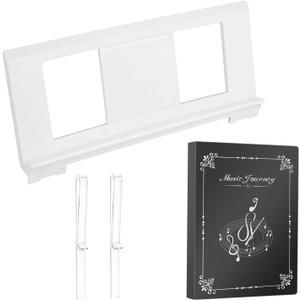 Music Stand for Sheet Music, Compatible with Yamaha Music Sheet Stand Fit for Multiple Keyboard Models, Keyboard Sheet Music Stand with 2 Acrylic Book Clips & 1 Sheet Music Folder,White