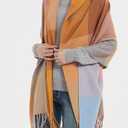 Wander Agio Women's Fashion Long Shawl Big Grid Winter Warm Lattice Large Scarf (Big Camel Pink 7)
