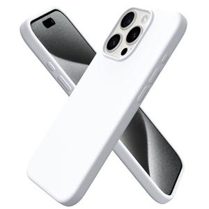 ORNARTO Compatible with iPhone 15 Pro Case 6.1", Liquid Silicone 3 Layers Full Covered Soft Gel Rubber Cover, Shockproof Protective Slim Phone Case with Anti-Scratch Microfiber Lining-White