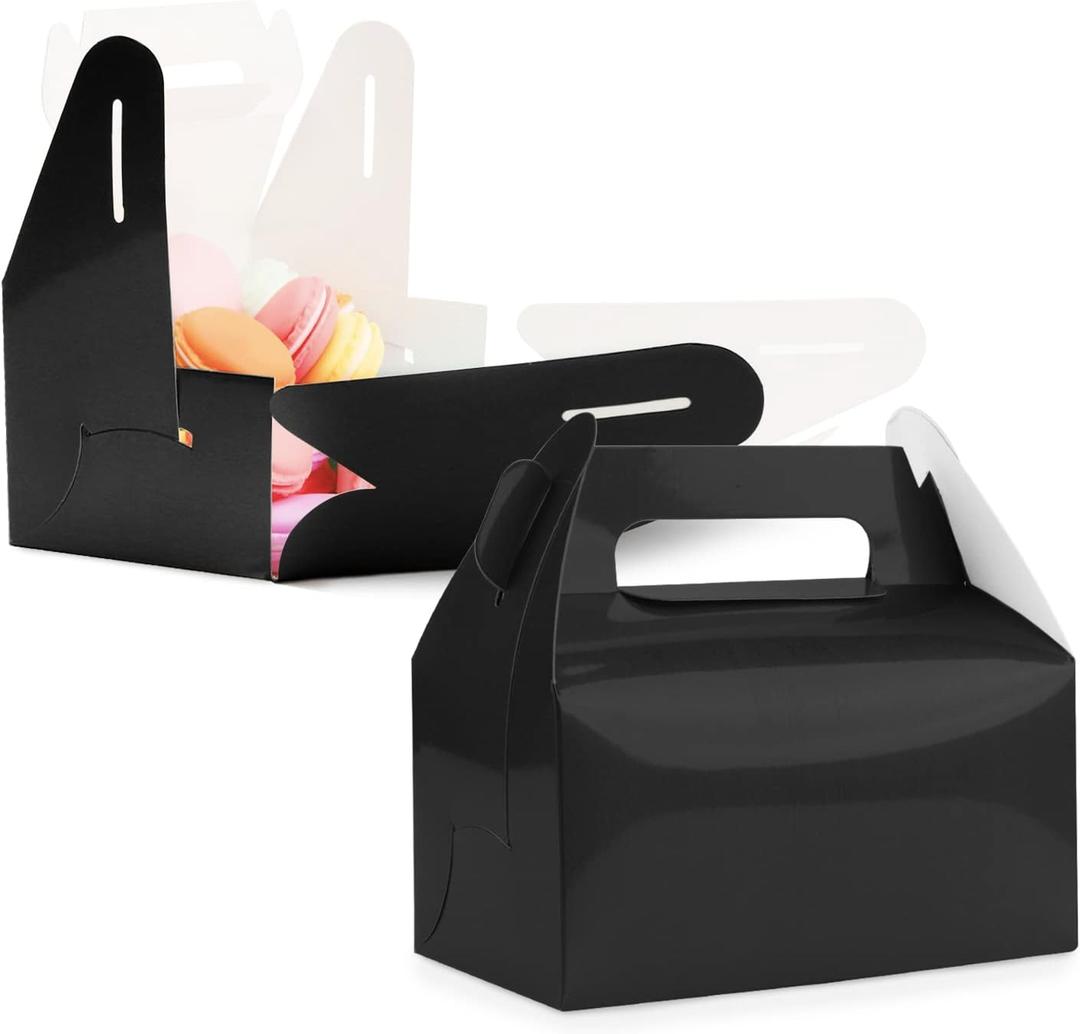 Gable Candy Treat Boxes,30 Pack Metallic Foil Gable Gift Boxes Small Goodie Boxes Christmas Party Favor Boxes Kraft Paper Gift Box Snack Goodies Cardboard Gable Boxes for Christmas Party Birthday (Black)