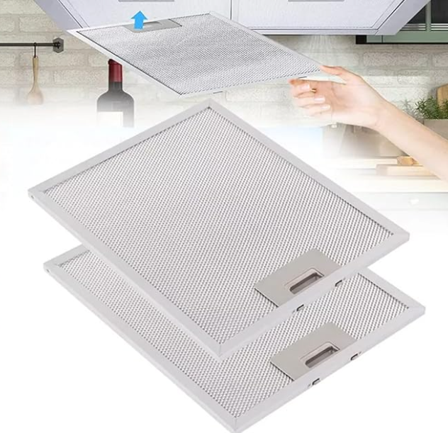 Cooker Hood Filter, 2 Pack Aluminum Filter Replacement for Range Hoods, 350x240x9mm Kitchen Exhaust Grease Filter, Stove Hood Vent Filter for Stove Filter Vents and Protects the Oven