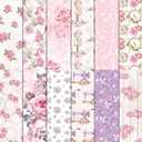 24Sheets Pink Rose Scrapbook Paper Pad, Romantic Flower Double Sided Craft Decorative Paper, DIY Card Making Album Magazine Decoration for Wedding Birthday Baby Shower Party Supplies