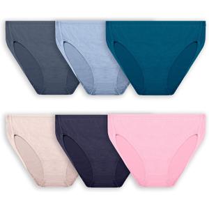 Fruit of the Loom womens Microfiber Panties 6 pack (Regular & Plus Size) Underwear (Hi Cut - Micro Mesh - Colors May Vary)