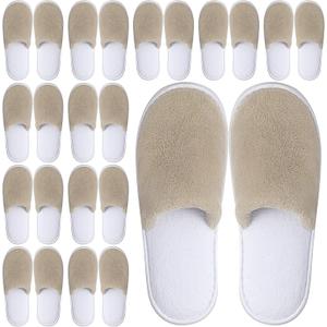 12 Pairs Disposable Slippers,Grey Closed Toe Spa Slippers,Non Slip Hotel Slipper,Soft Coral Fleece Slippers for Women Men,Comfortable House Slipper Bulk for Guests Hotel Home Travel