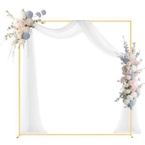 VEVOR Arch Backdrop Stand, 6.6 x 6.6 ft, Stable Structure, Easy Assembly, Square Gold Metal Arch Backdrop Stand for Wedding, Birthday Party, Graduation, Holiday Celebration, and Ceremony Decoration