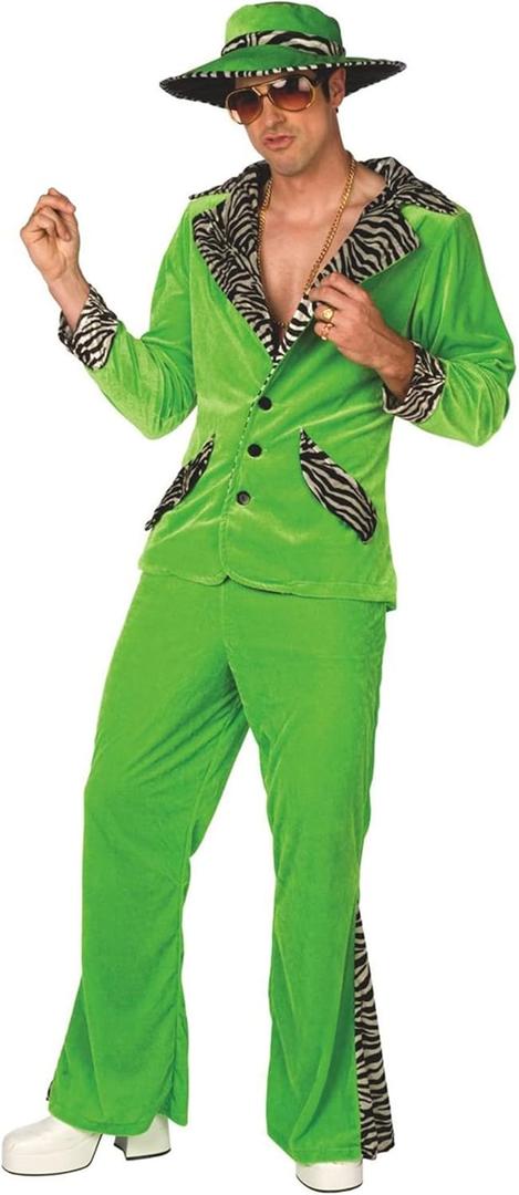 Morph Men's Green Pimp Costume, 70s Pimp Suit, Halloween Costume for Adult Men (X-Large)