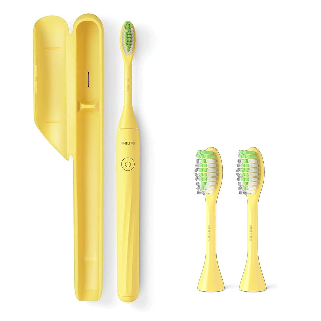 Philips Sonicare One Electric Toothbrush with Travel Case and 2pk Heads - Mango Yellow (1 Count (Pack of 1))