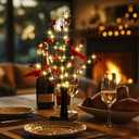 21" Vintage Glowing Table Tree with Cardinals, Christmas Decorations LED String Lights with,Twinkle Trees Lamp with Lighted Branches, for Christmas, Black