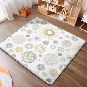 Foldable Baby Play Mat, PIGLOG 50x50 Playpen Mat, Safe Foam Playmat for Tummy Time, Waterproof Playmats for Babies and Toddlers Kids, Reversible Portable Floor Mat for Infant, Circles + Stripes