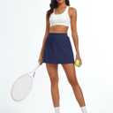AUTOMET Women's Mini Tennis Skirt with Shorts Underneath 2026 Athletic Workout Cute Golf Skorts Trendy Summer Gym Clothes (Blue, S)
