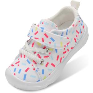 BARERUN Kids Canvas Shoes Running Shoes for Girls Boys Wide Toe Box Barefoot Toddler Sneakers Girls Boys School Shoes Non-Slip Toddler Tennis Shoes (White)